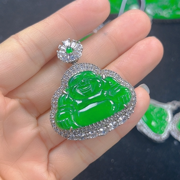 翡翠吊坠(不含链)银S925镶嵌