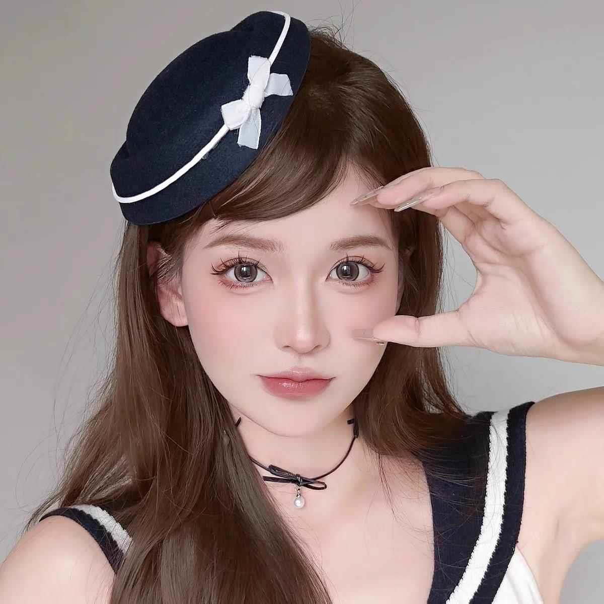 AW结小礼帽发夹女日系海军风lolita水手帽法式赫本轻奢高级头