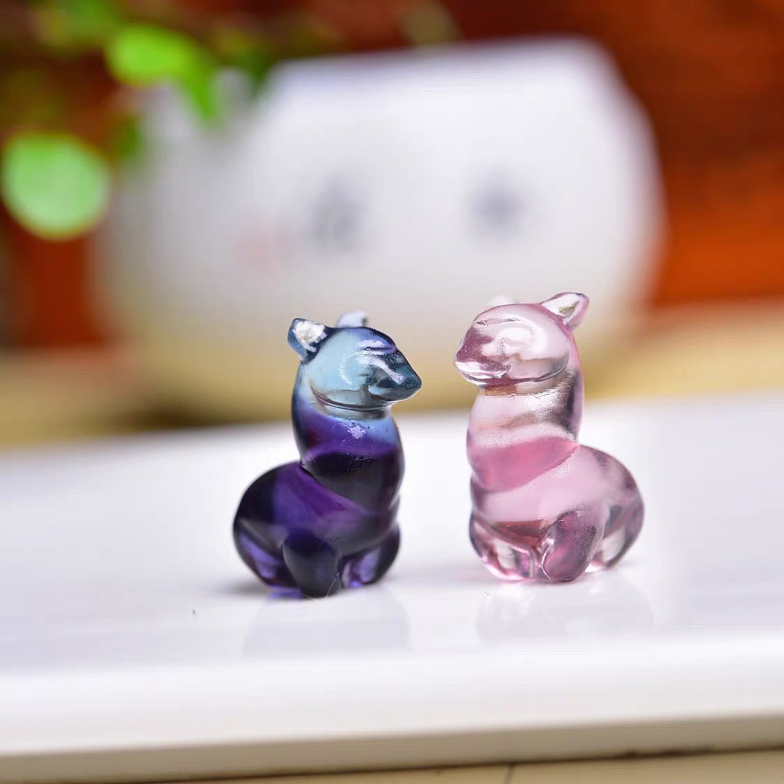 天然萤石羊驼，滴溜情侣吊坠锁骨链挂件手机挂生日礼物