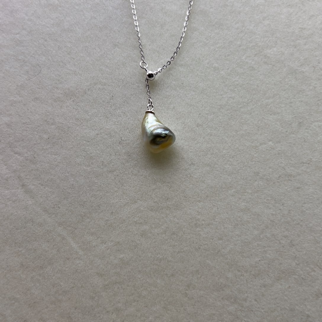 银S925镶嵌套链海水珍珠海水金珠keshi套链2号