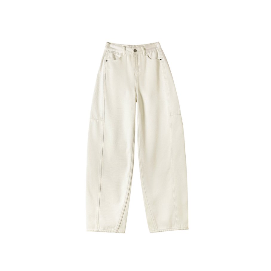 【XX严选服饰】2025秋冬优雅气质百搭浅杏色弯刀牛仔裤加绒纯棉保暖