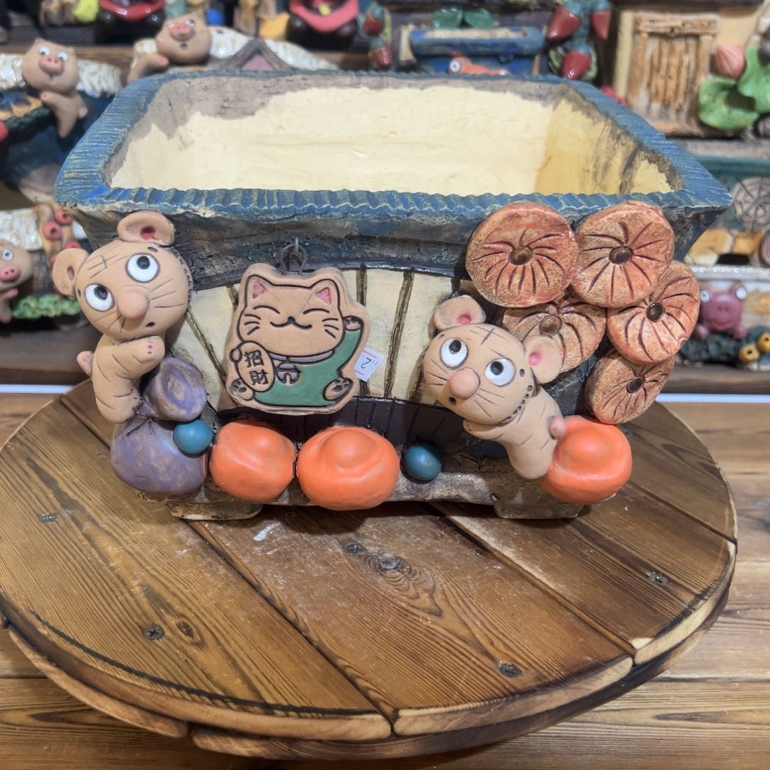 红陶嘻哈多肉花盆