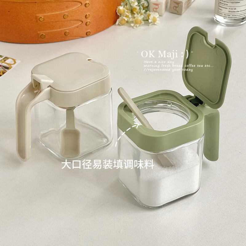 玻璃瓶调味罐厨房家用盐调味瓶罐带勺收纳盒组合套装轻奢佐料瓶