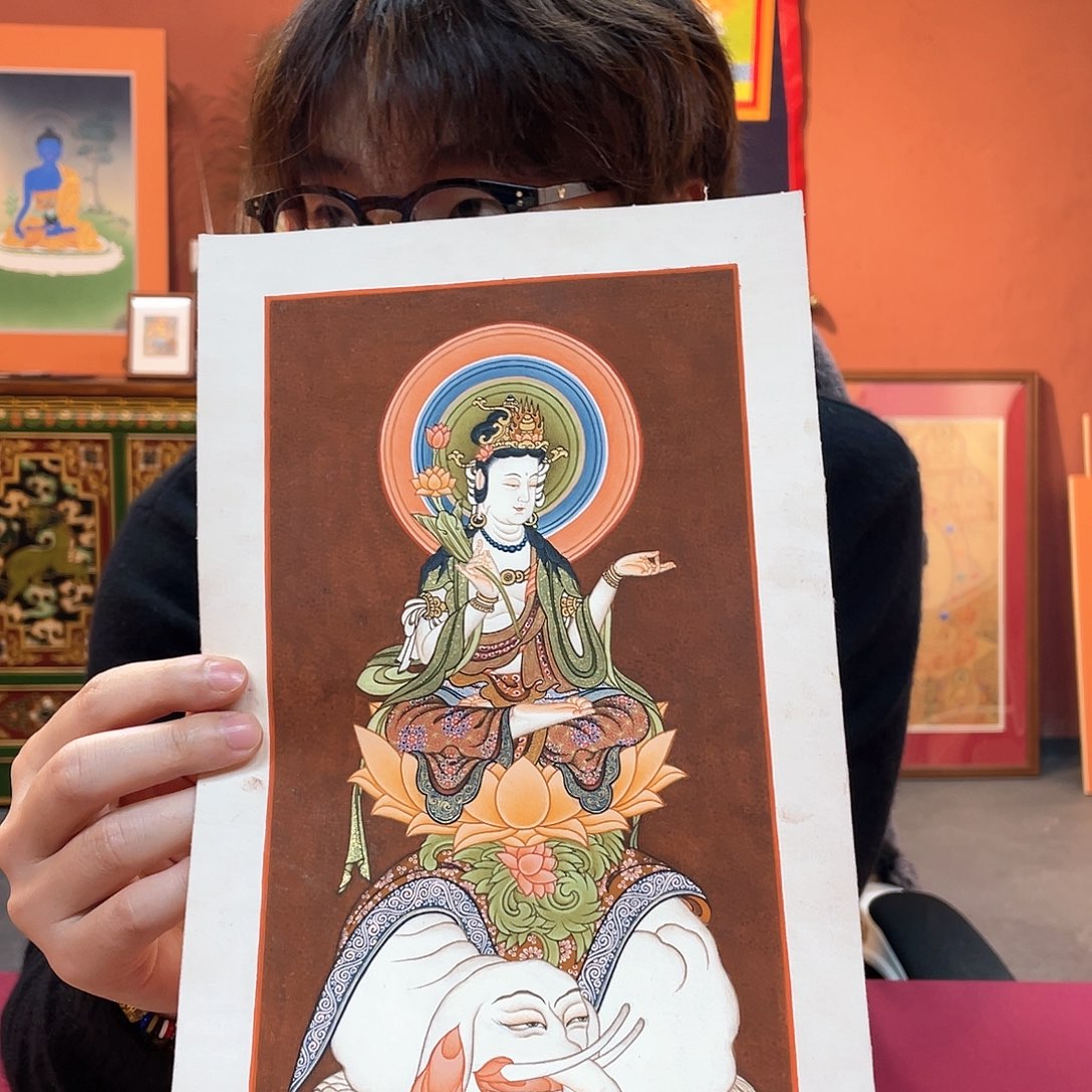 装裱画19×30普贤纯手绘