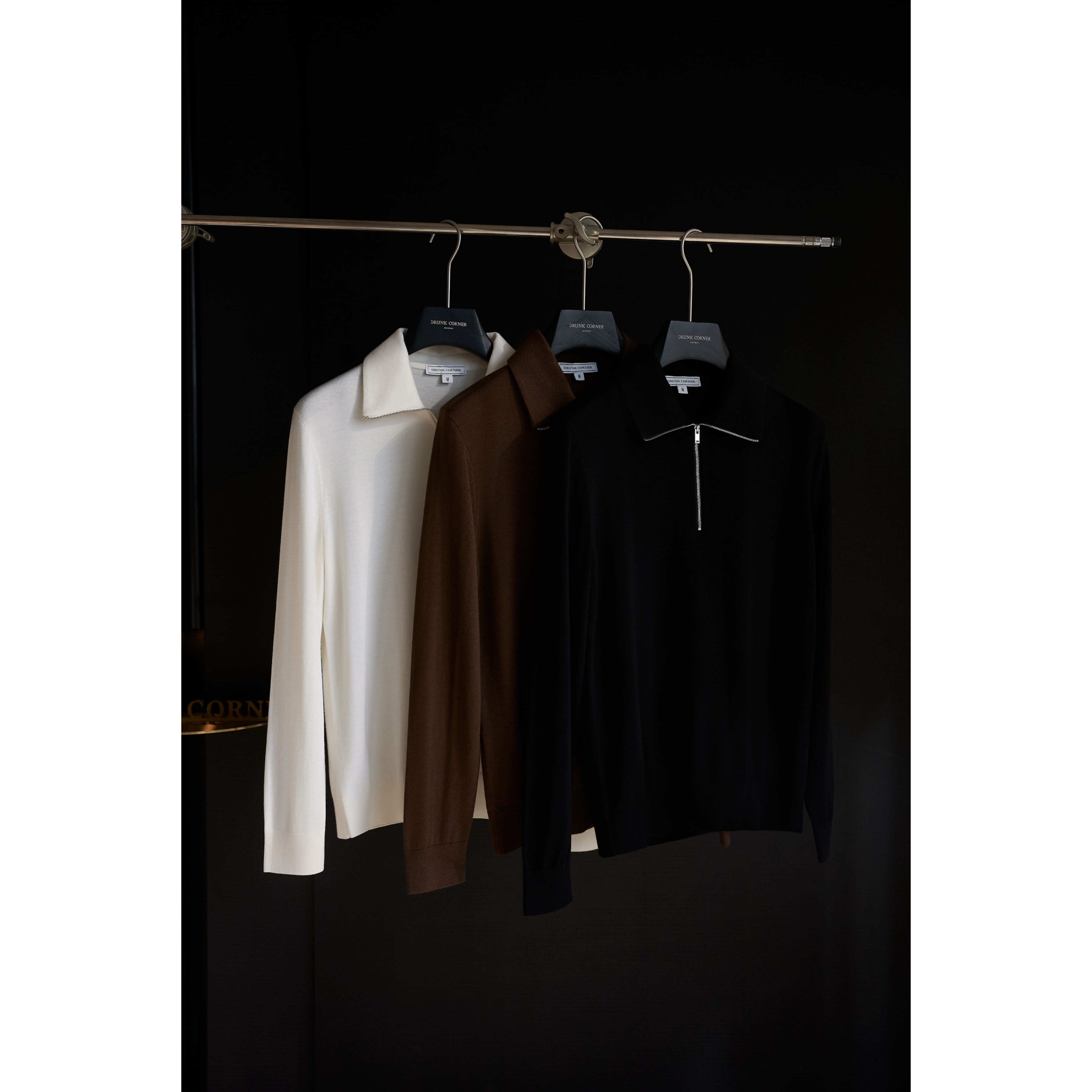 DRUNKCORNER 【山羊绒混纺】翻领半拉链针织长袖秋冬老钱打底DK005#