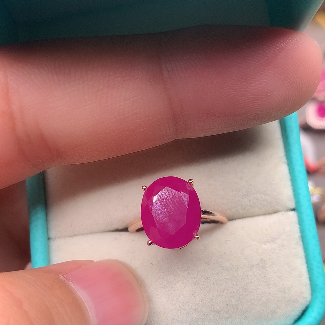 红宝石戒指银S925镶嵌