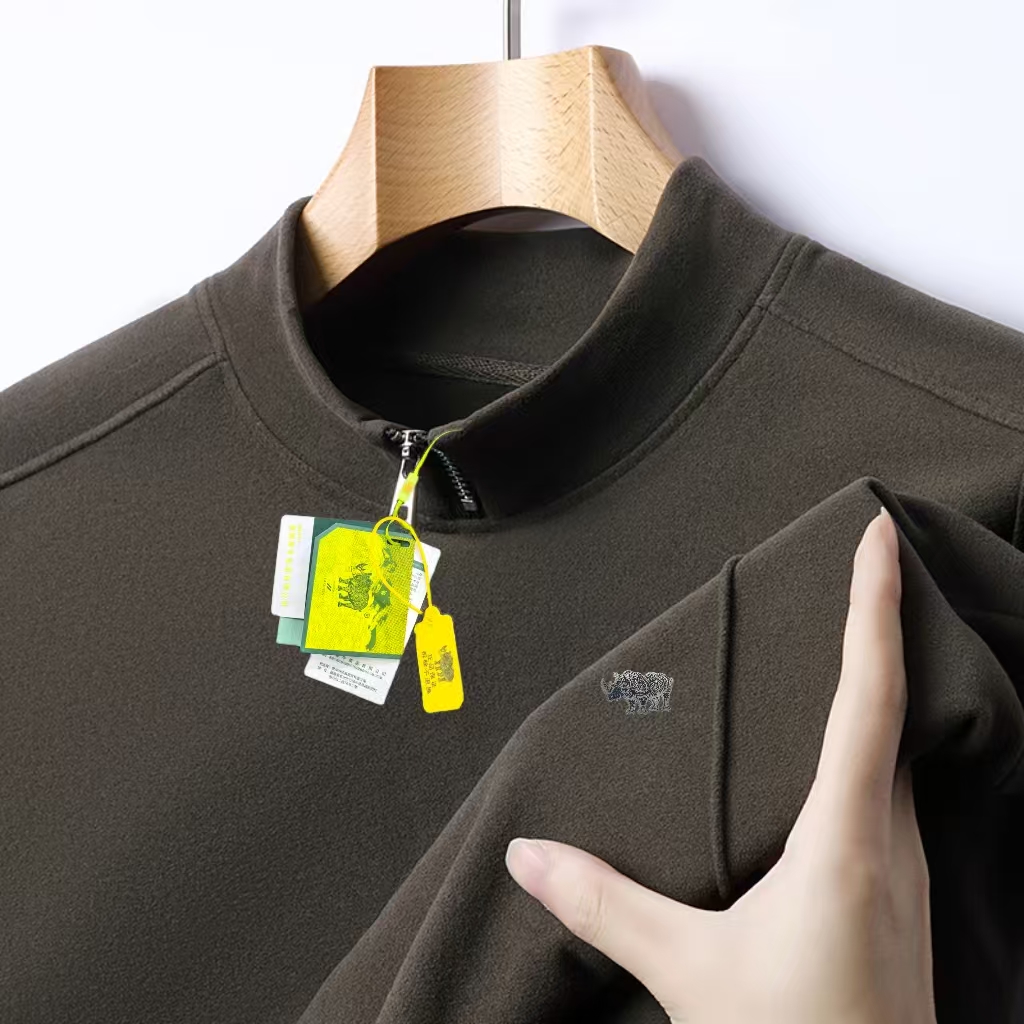 休士顿犀牛【爆款打底】男士商务休闲短拉链德绒卫衣 【8188】