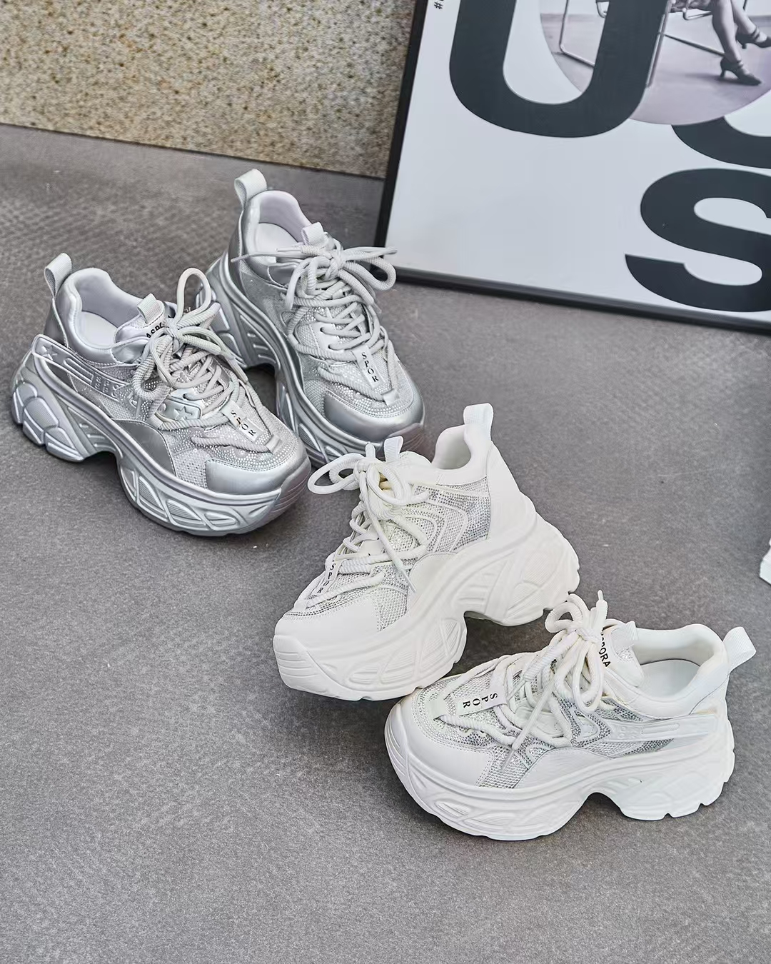 2025新款女鞋厚底增高老爹鞋轻软舒适百搭休闲高级感防臭