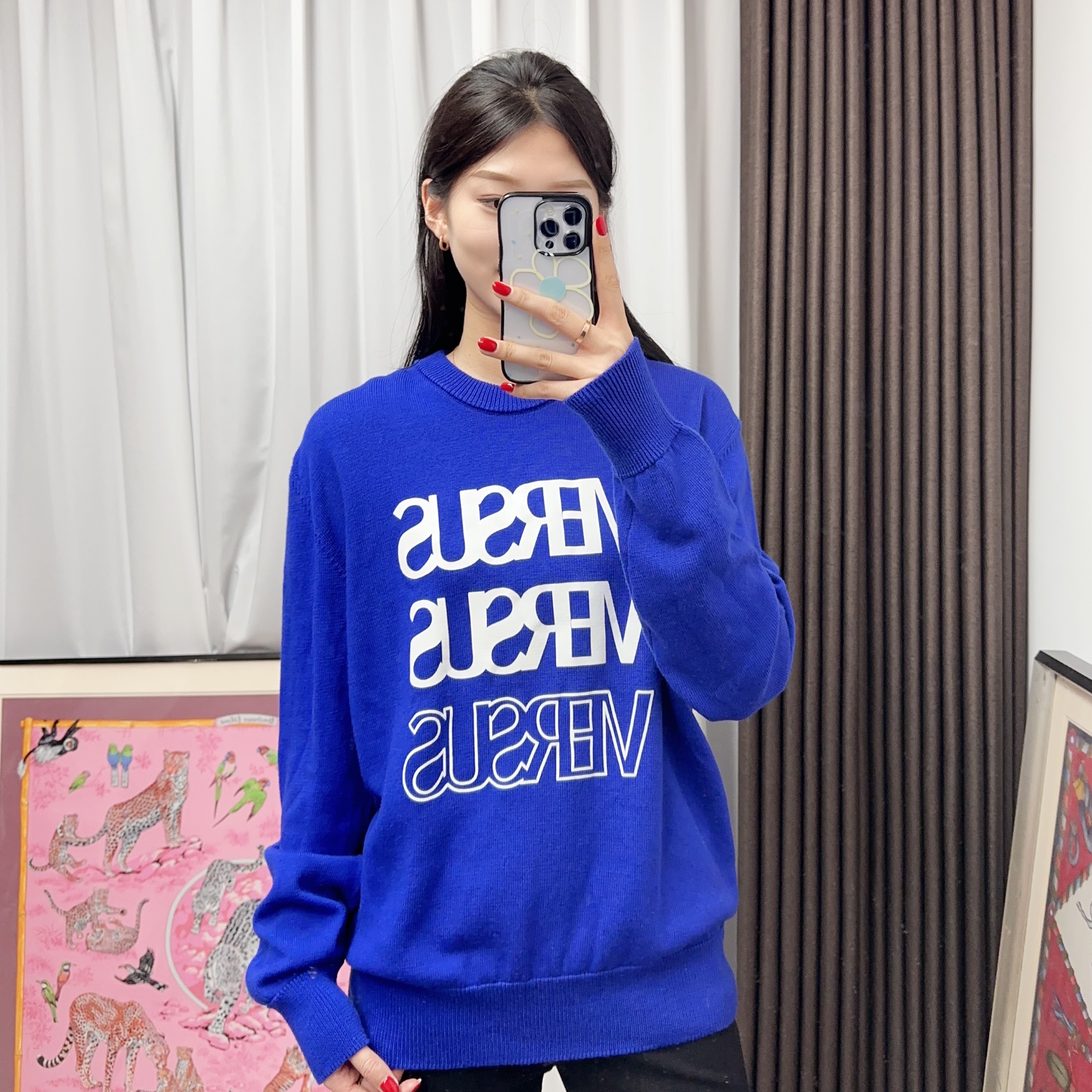 95新 VERSACE/范思哲 52码蓝色毛衣/251125TYS9Q03