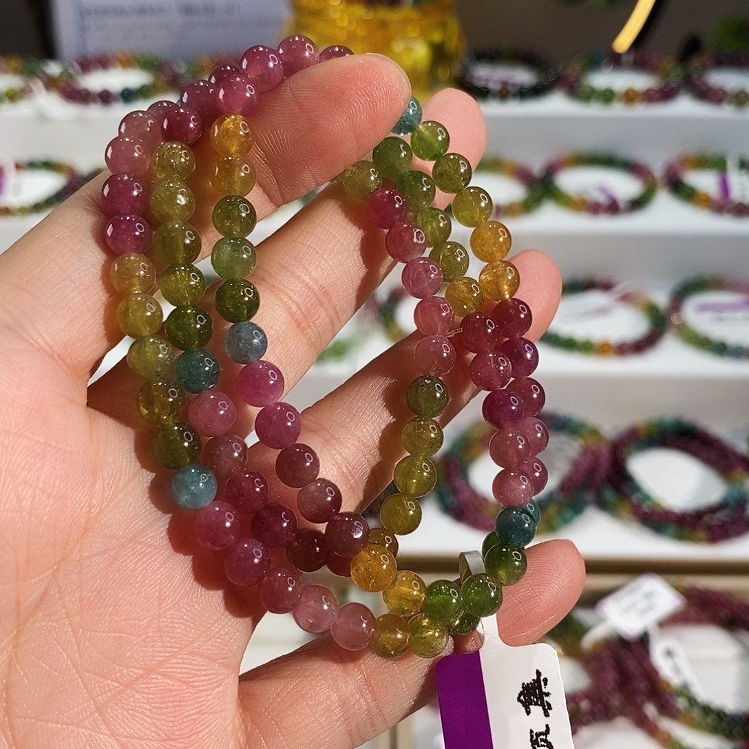 手链碧玺未镶嵌G2049三圈颜色微差