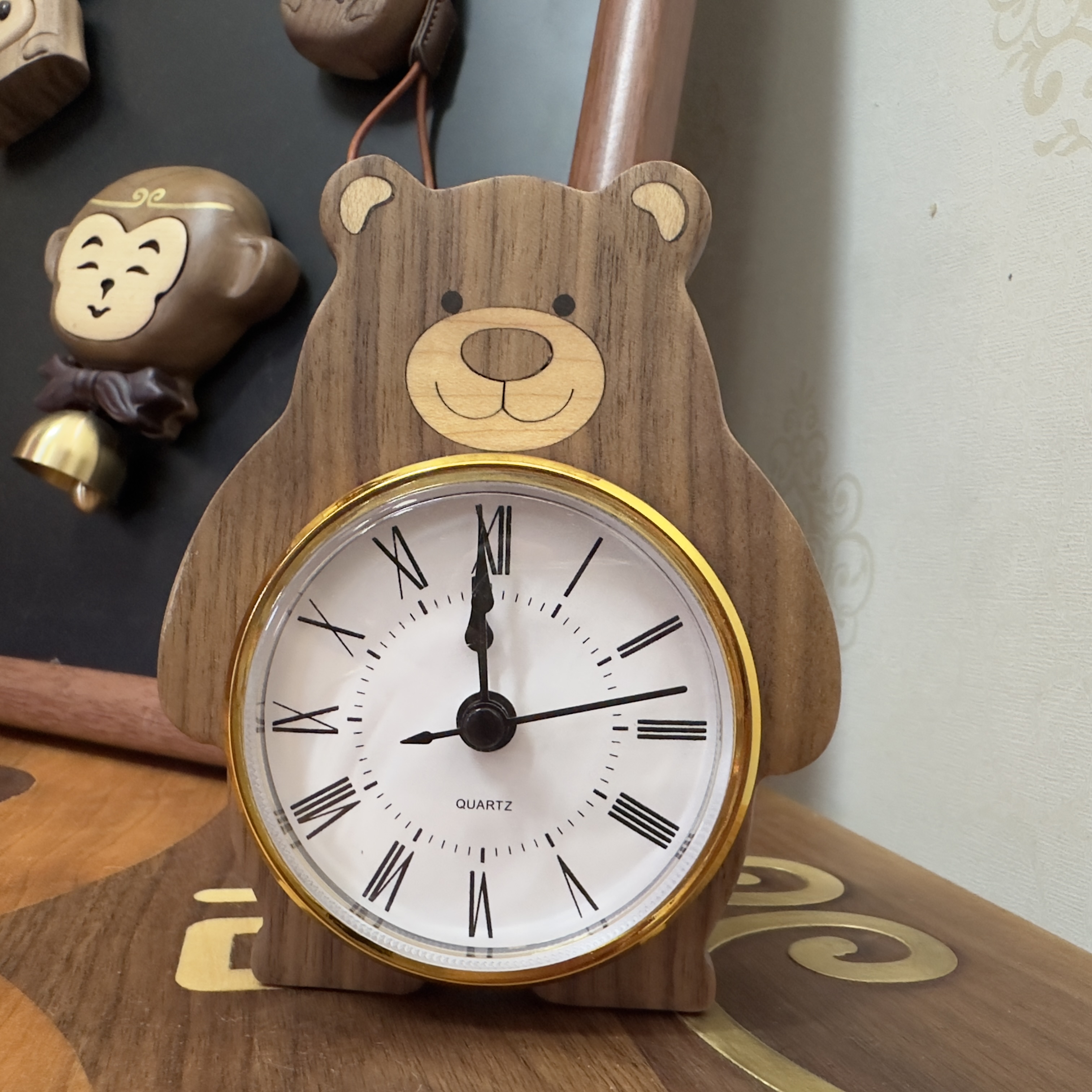 胖钟熊~静音台钟 超可爱桌面摆件