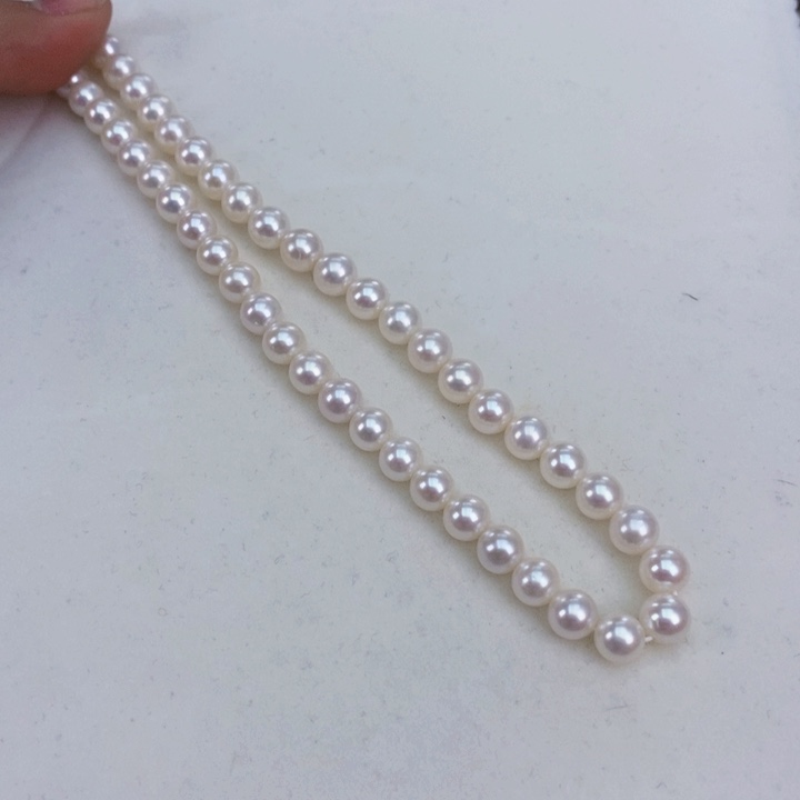 淡水珍珠颈饰银S925镶嵌6.5-7无核正圆珍珠项链