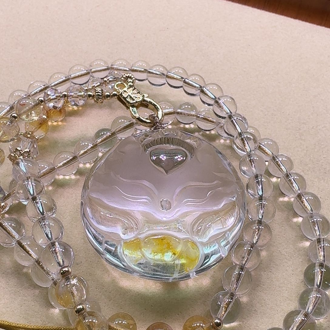 水晶颈饰未镶嵌天然水晶狐狐吊坠