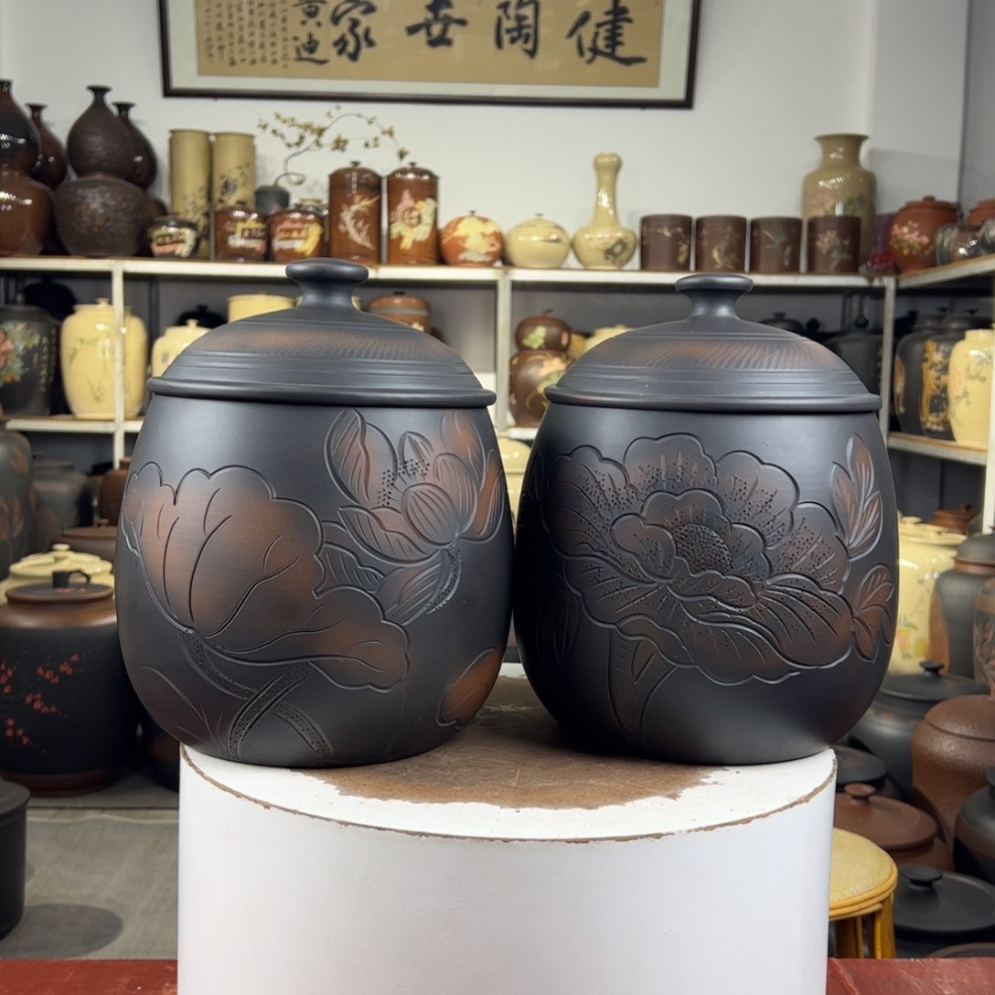 600克左右醒茶罐一对正品