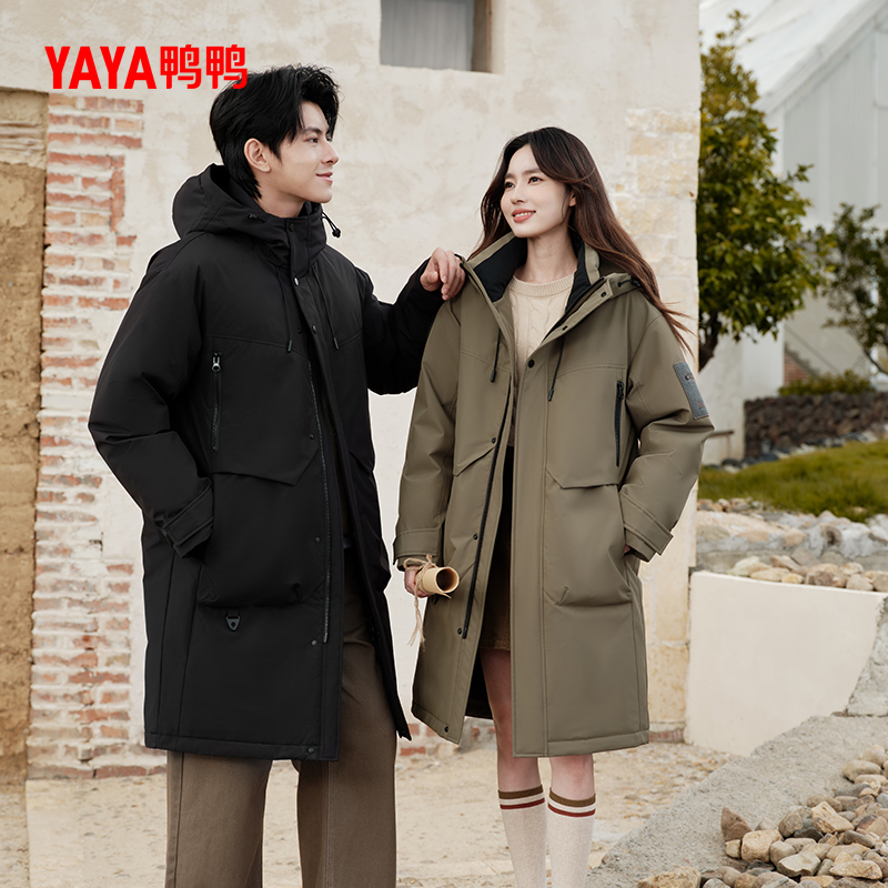 YAYA/鸭鸭长款运动户外时尚休闲男女同款保暖羽绒服YE5B010237P