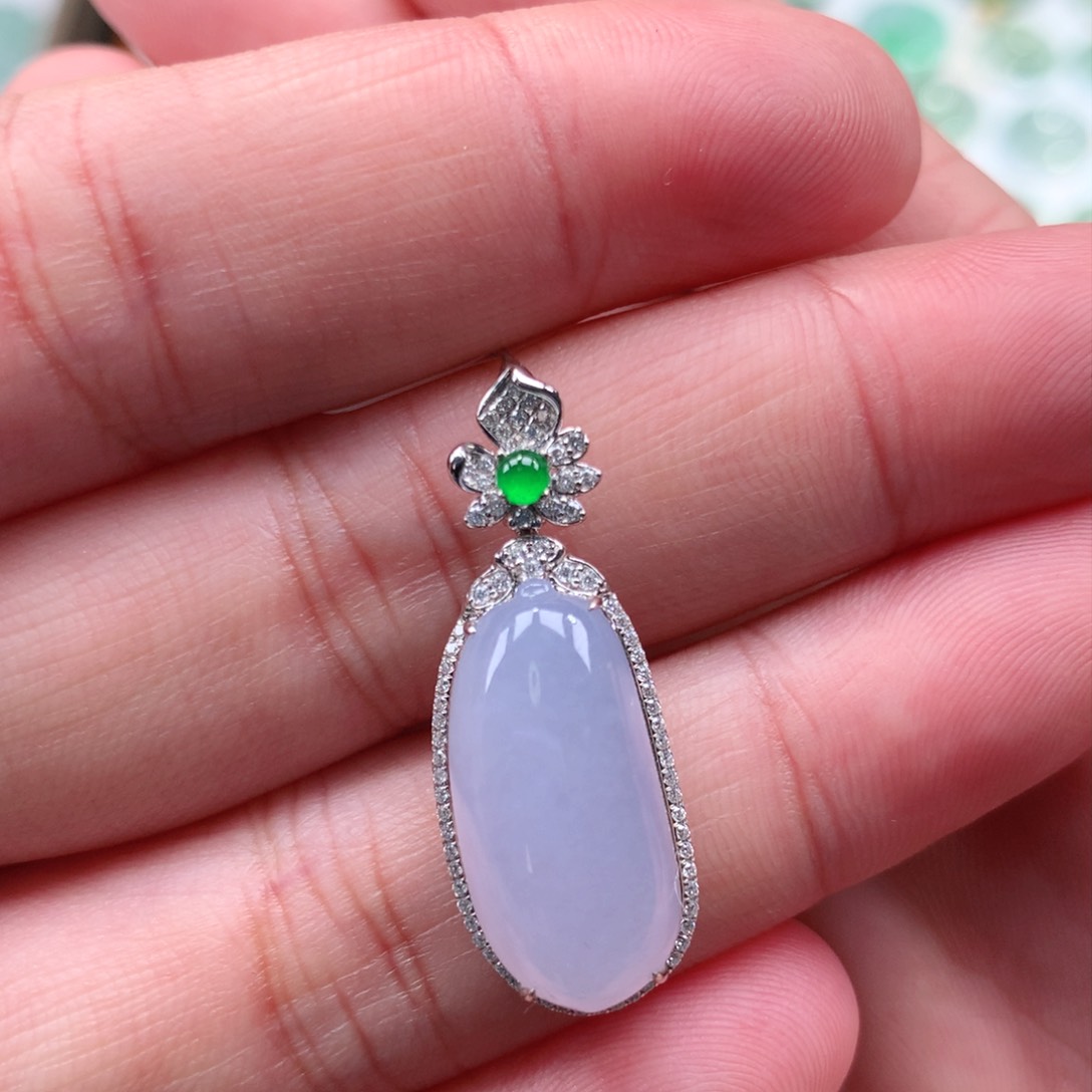 翡翠吊坠(不含链)18K金镶嵌福瓜