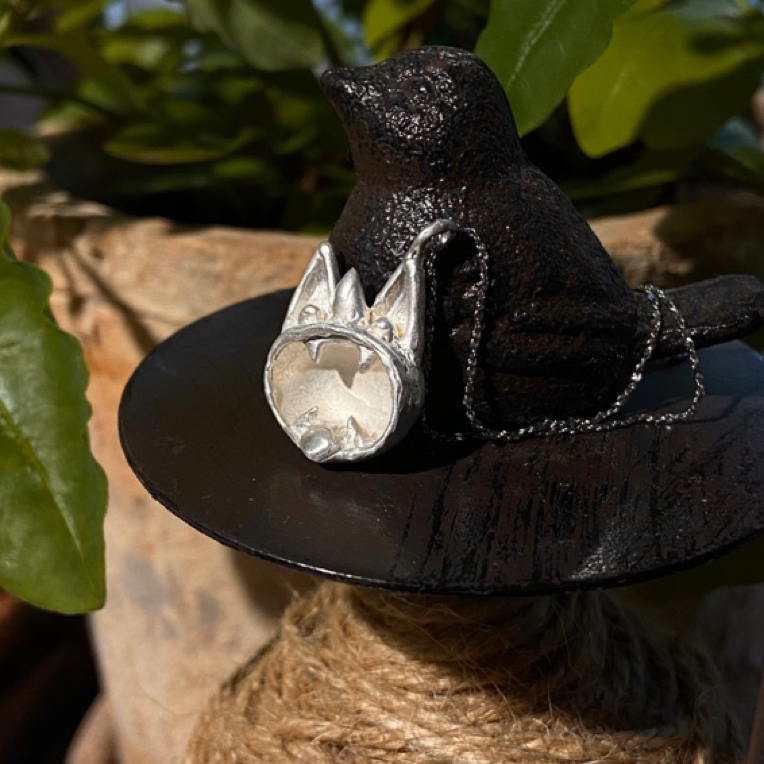 坠链均925银 原创设计925银瓦猫项链简约百搭气质珠光银饰女款