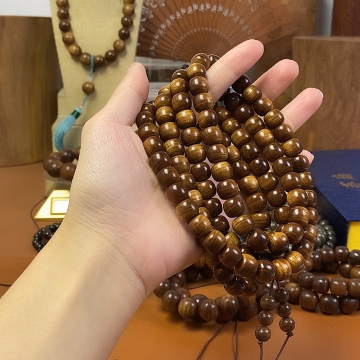 檀香木老山檀香黑肉沉水桶珠10-11/108颗