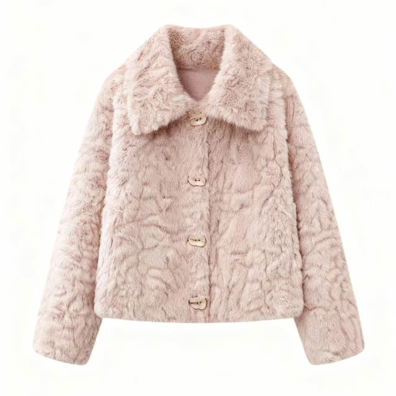 粉色皮毛一体2025秋冬新款毛毛外套齐腰短款休闲宽松百搭通勤上衣