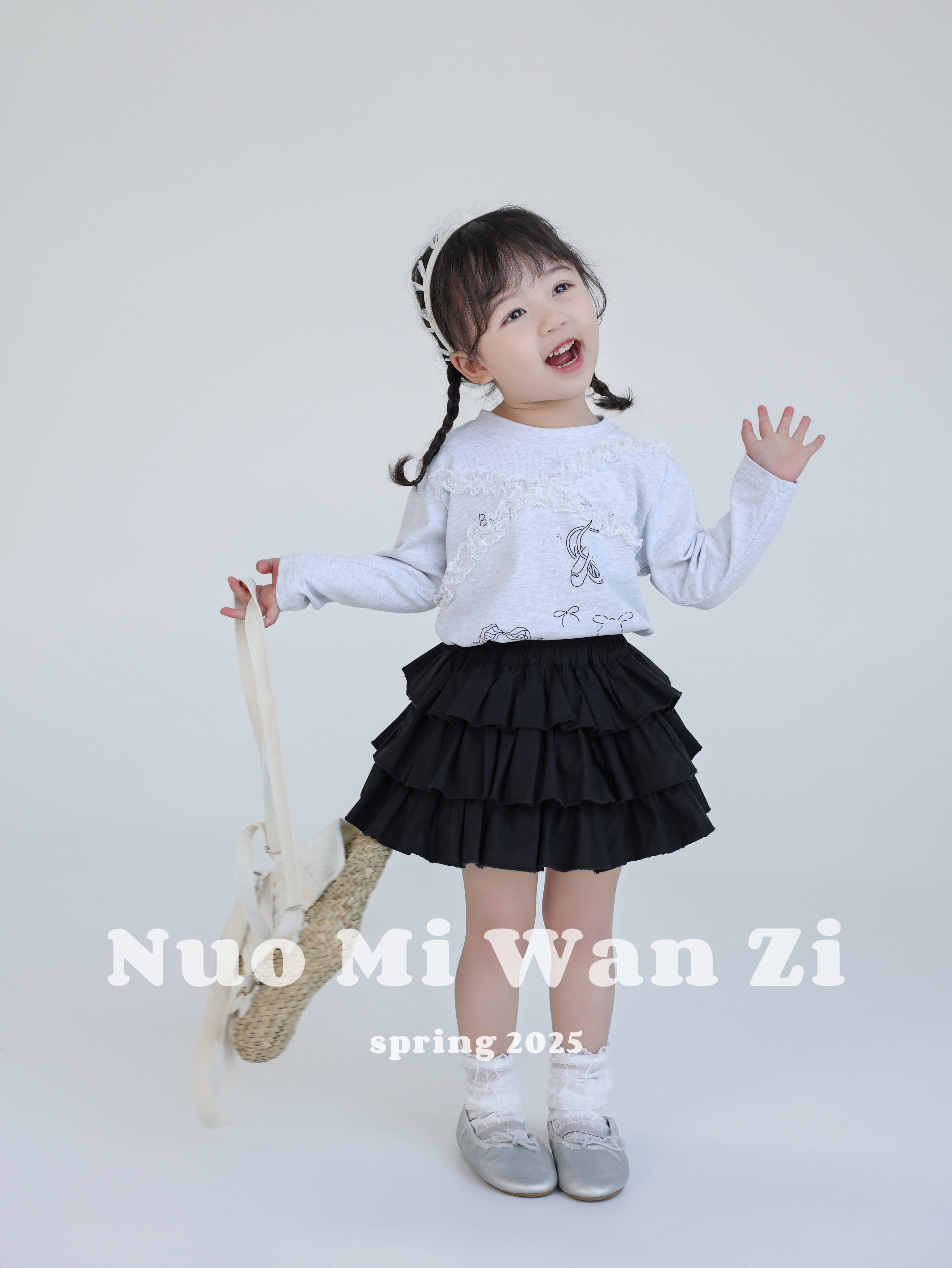 丸子十【现货】儿童韩系百搭洋气蕾丝蛋糕裙套装（春款）WZJ-22039