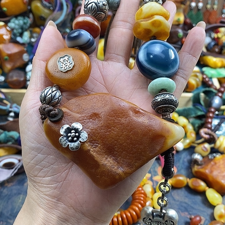 安***娜蜜蜡未镶嵌项链项链