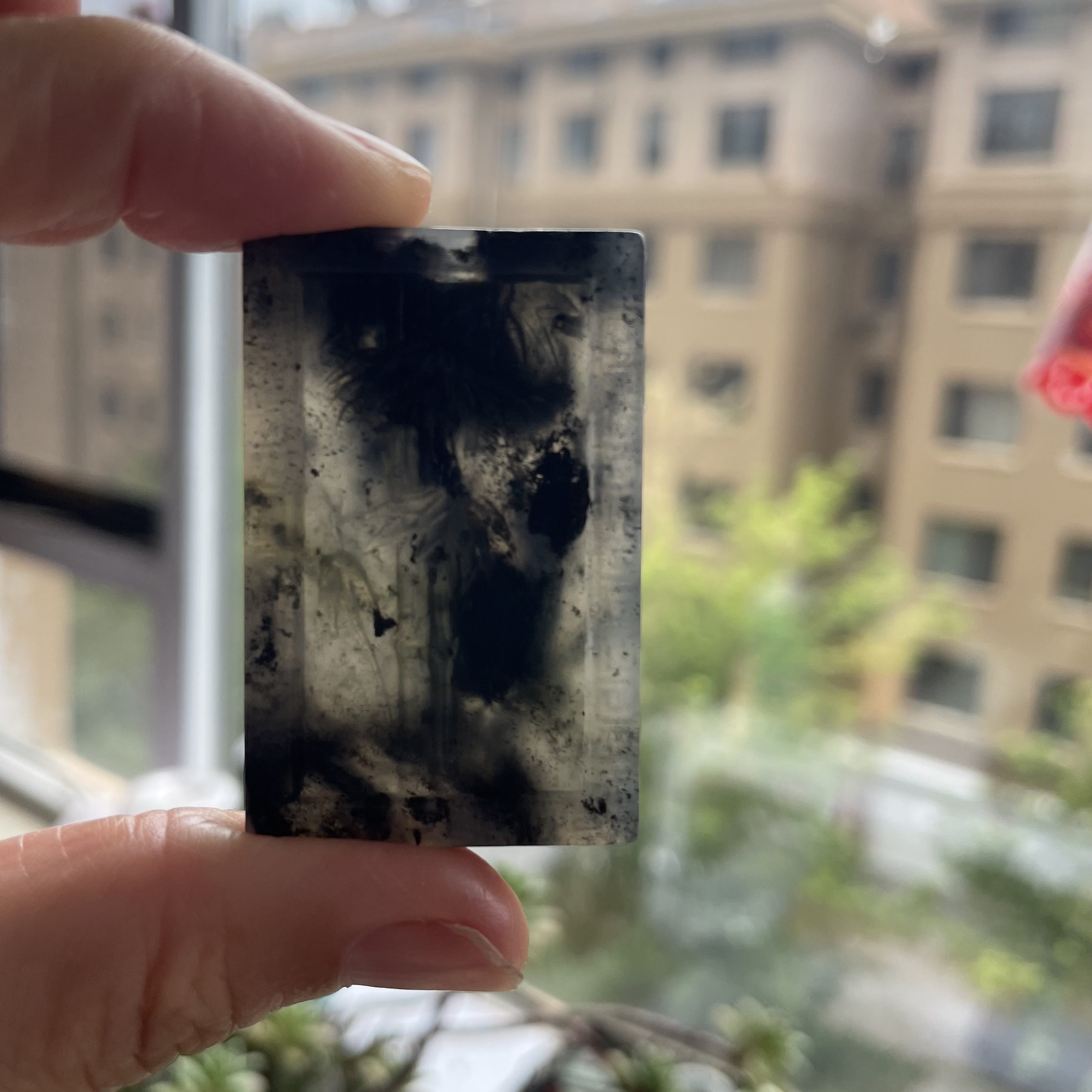 岫玉水墨竹牌吊坠