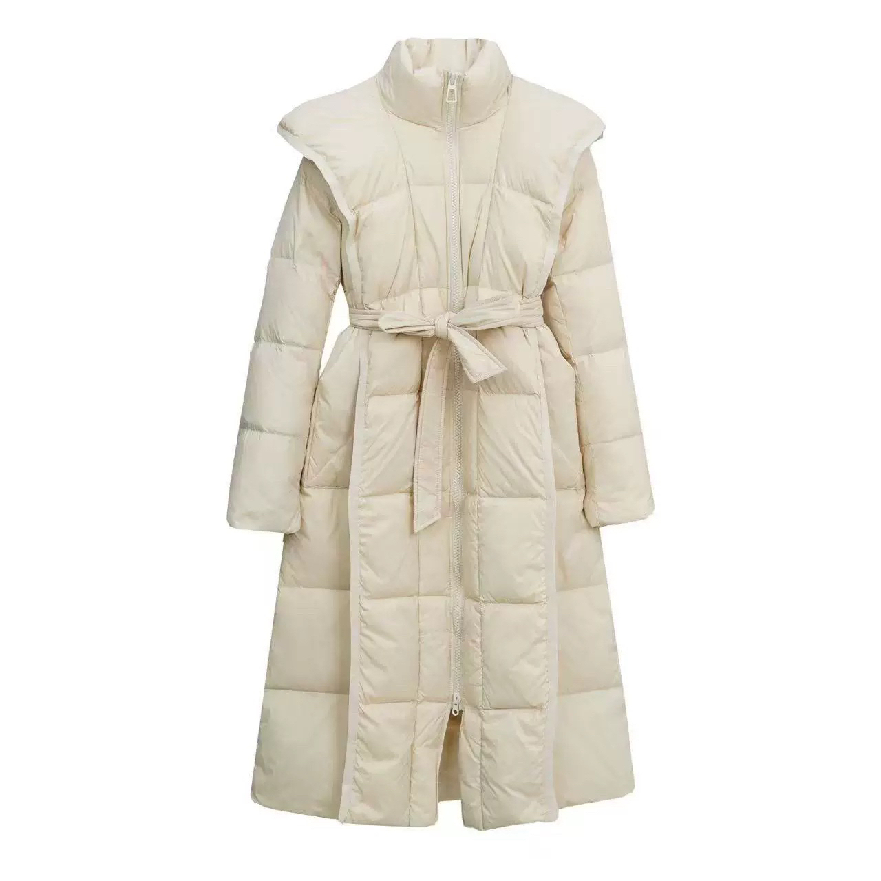 轻奢气质连帽收腰长款羽绒服外套 公主款