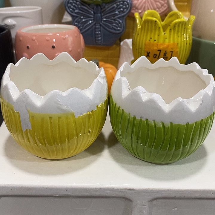 陶盆有孔 瑕疵针孔漏釉介意勿拍 口8高7