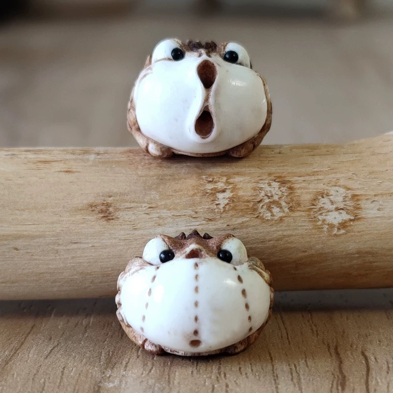 鹿角根付三足金蟾DIY文玩三通配饰品手机挂件汽车钥匙扣吊坠