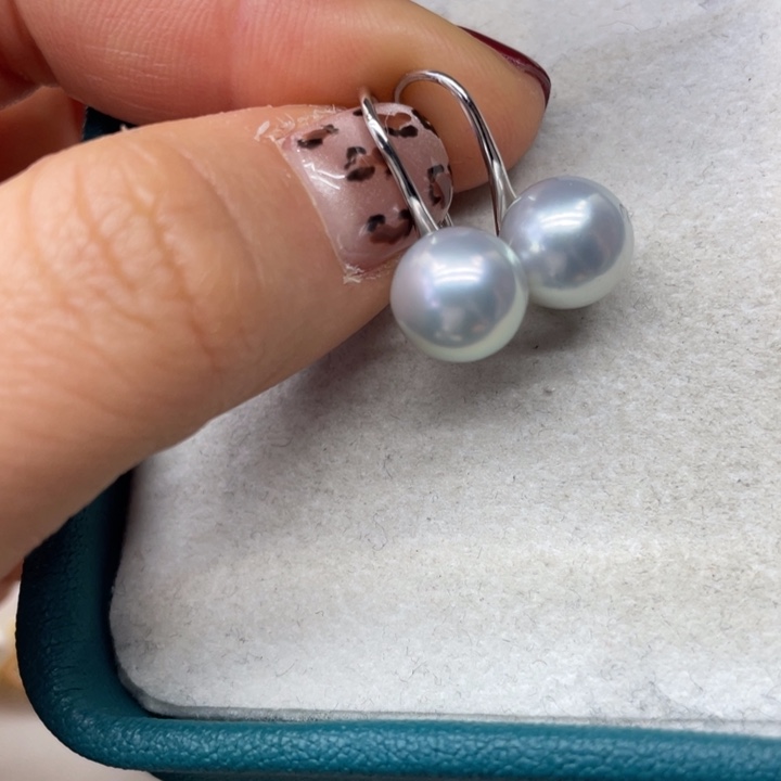 海水珍珠耳饰银S925镶嵌