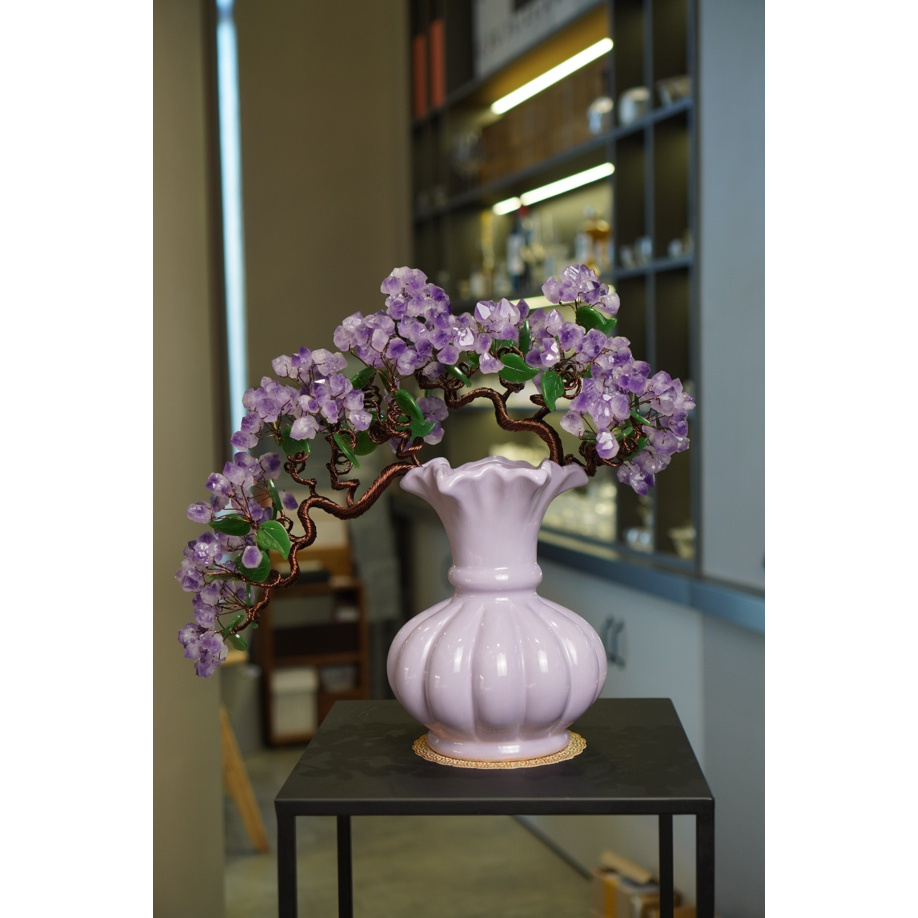 九紫离火运紫水晶树客厅玄关装饰家居摆件轻奢高档结婚开业乔迁