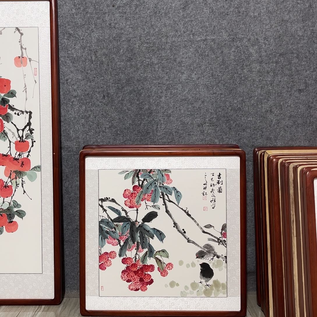 国画书画作品带框63×63