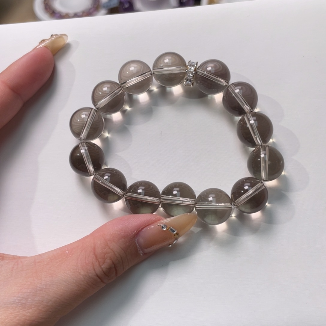 水晶手链未镶嵌巴西茶水晶13m+