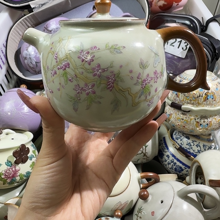 颜瓷茶器闪购链接紫藤大茶壶