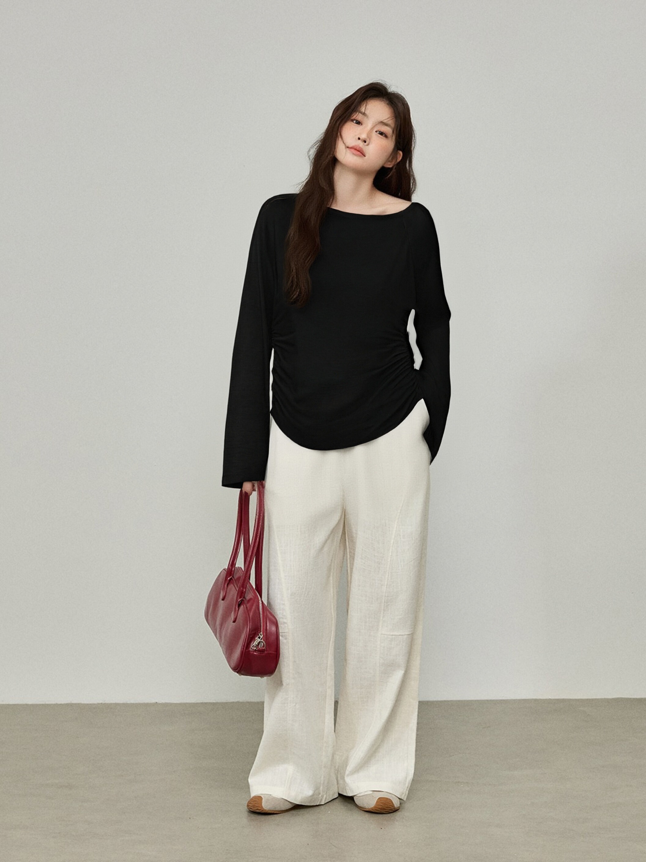 大码女装设计感露肩上衣休闲气质打底衫2025秋款胖mm针织衫