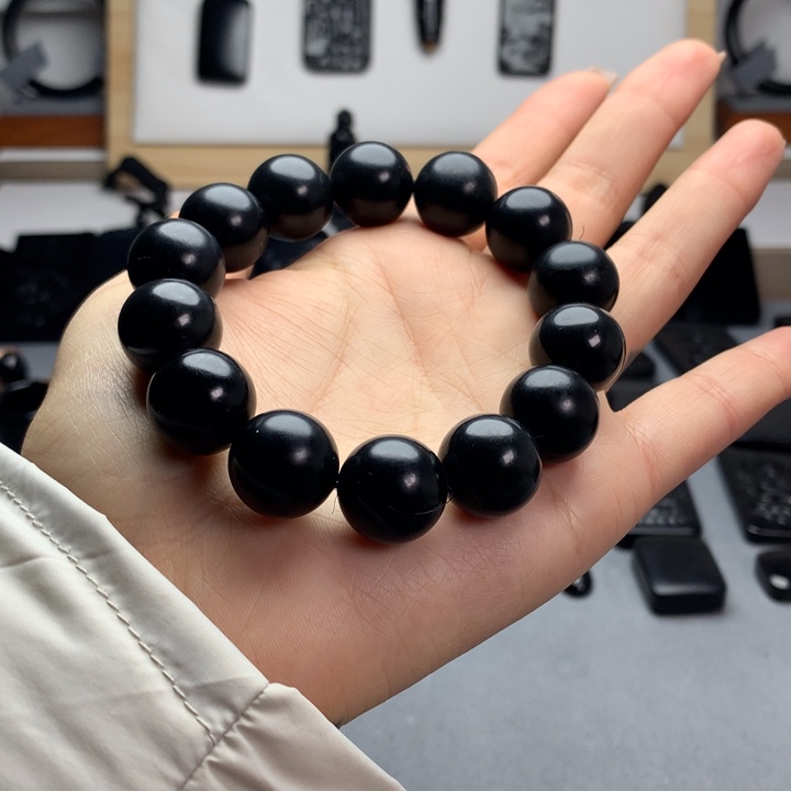 和田玉（墨玉）未镶嵌手串特价16mm