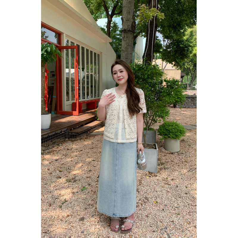 NANJIE/楠姐【迷雾半夏】2025新款百搭时尚假两件上衣XNS6360