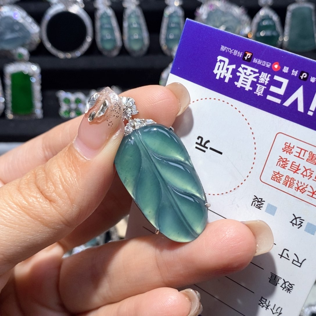 翡翠项链银S925镶嵌米*翡翠分单