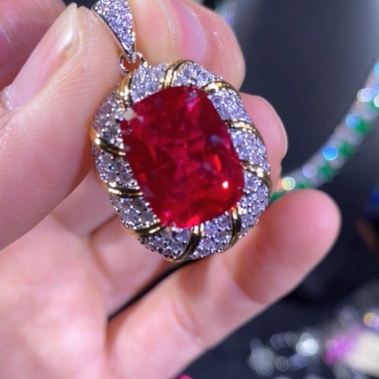 颈饰银S925镶嵌红宝石