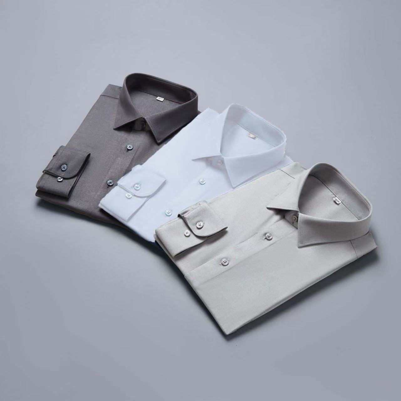 【可机洗绵羊毛衬衫】高品质休闲纯色商务透气简约翻领男式宽松1016