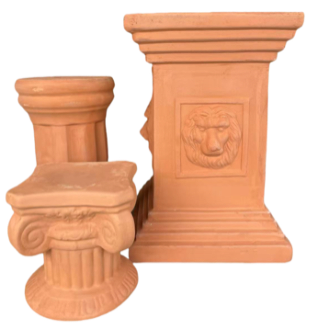 欧式罗马柱红陶别墅客厅装饰摆件花园园艺花盆圆柱底座