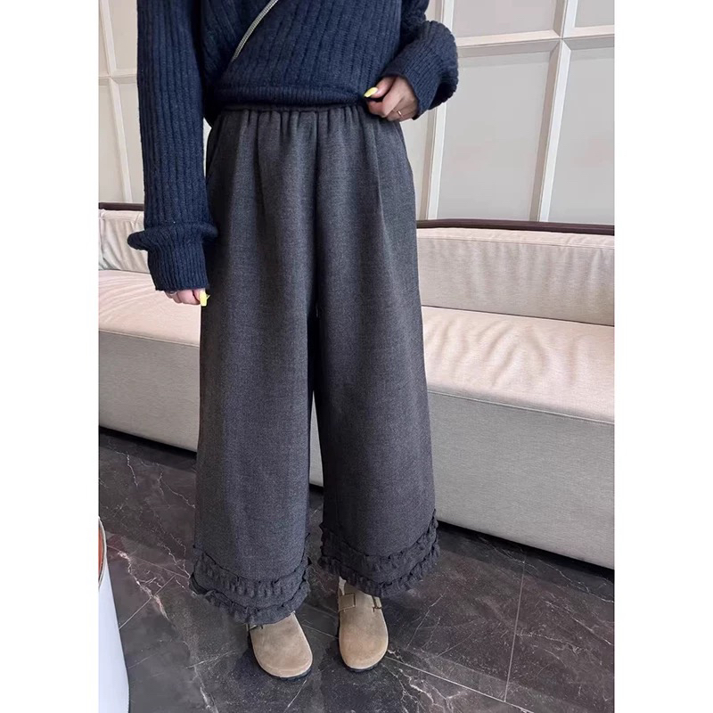 098-荷叶边糯米裤Mochier女大童2025冬季新品加厚加绒糯米裤