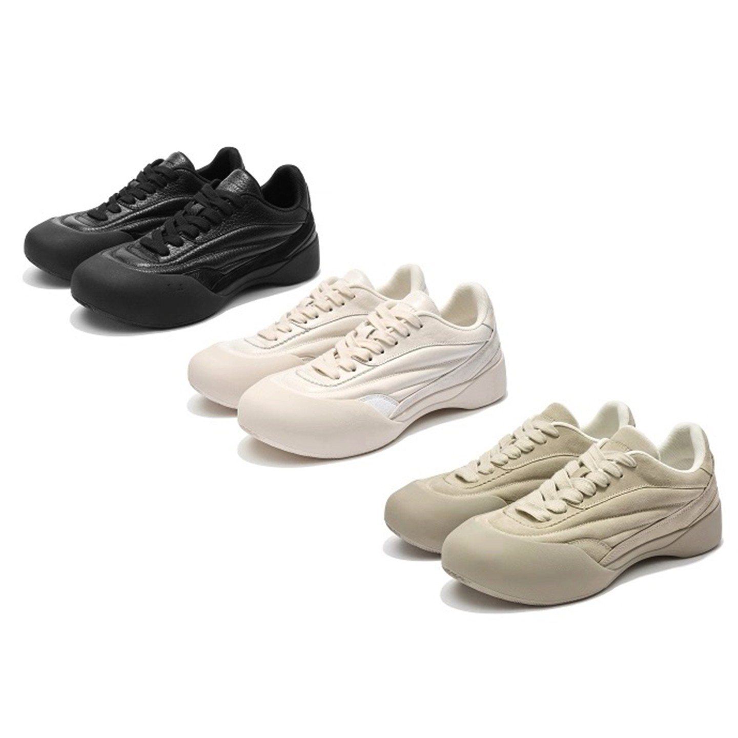 OUBOPOR牛皮曲线流浪鞋男情侣增高休闲运动板鞋百搭大头德训鞋女