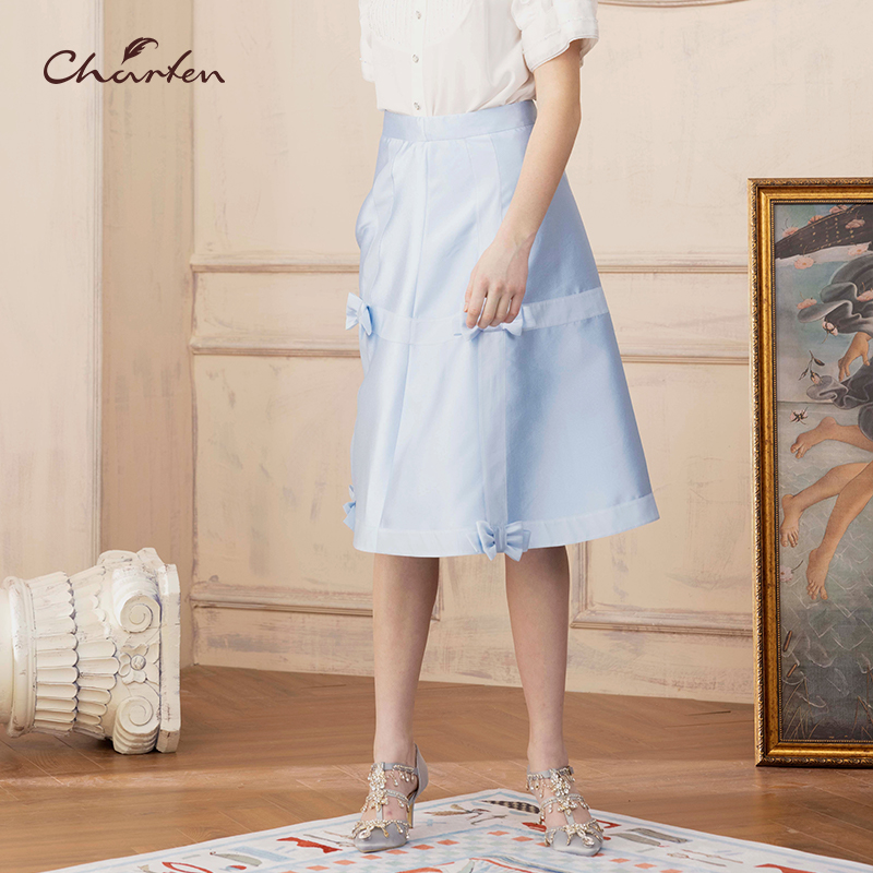 【媛媛专享】朝峰夏季时尚高腰挺阔A字半身裙CFD2D152-1006E