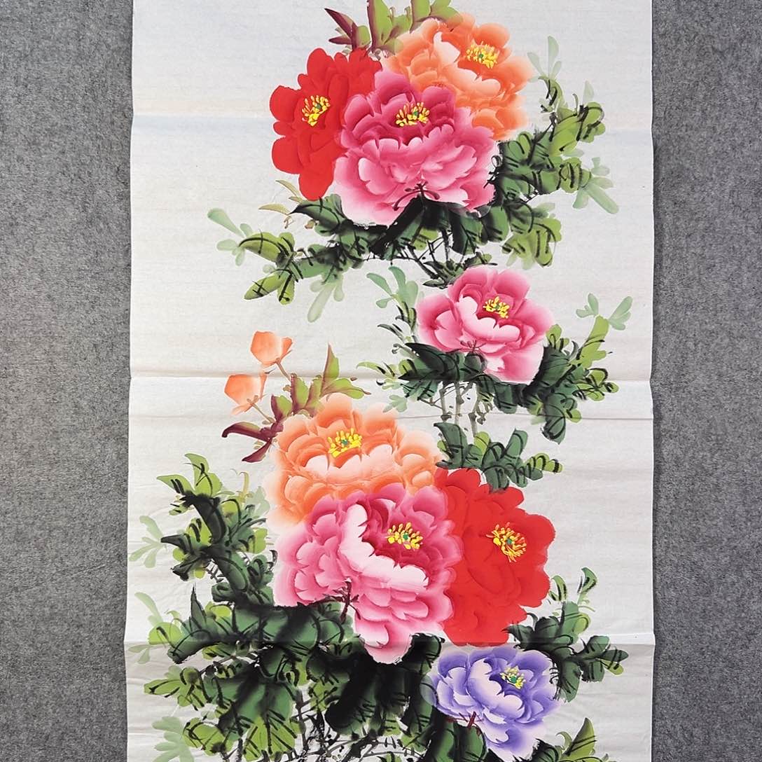 国画319 牡丹之花之叶的颜色与花色