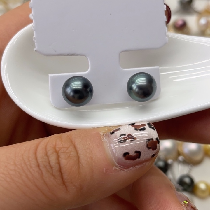 海水珍珠耳饰银S925镶嵌