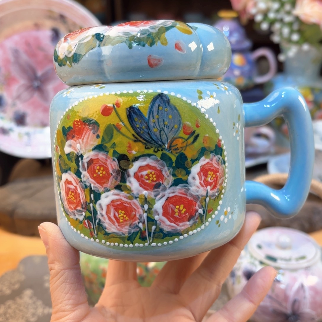 景德镇手绘高温釉下彩陶瓷茶具