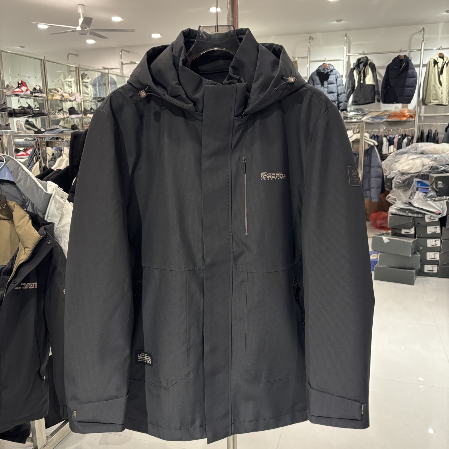 W975冬季可拆帽羽绒服男冬季中长款三合一可拆卸内胆保暖外套