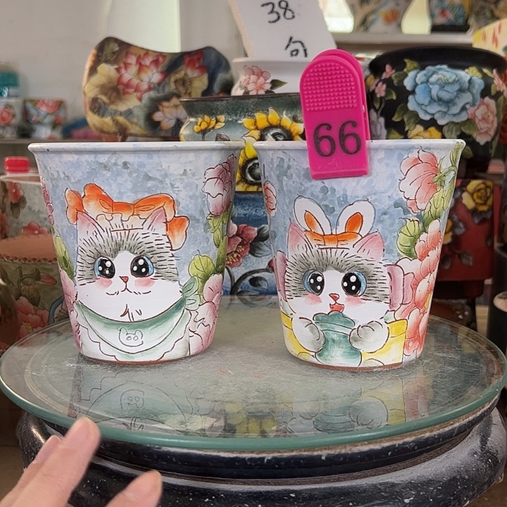 满38包邮 景德镇幸运花盆