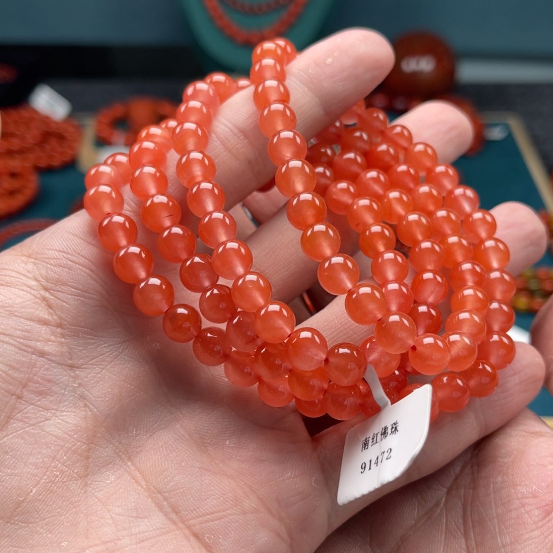 南红玛瑙7mm多圈未镶嵌多样性发一件